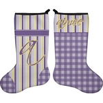 Purple Gingham & Stripe Holiday Stocking - Double-Sided - Neoprene (Personalized)