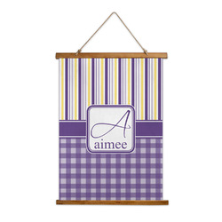 Purple Gingham & Stripe Wall Hanging Tapestry - Tall (Personalized)