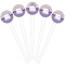 Purple Gingham & Stripe White Plastic 4" Food Pick - Round - Fan View