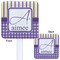 Purple Gingham & Stripe White Plastic Stir Stick - Double Sided - Approval