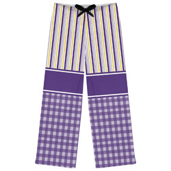 Purple Gingham & Stripe Womens Pajama Pants - M