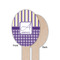 Purple Gingham & Stripe Wooden Food Pick - Oval - Single Sided - Front & Back