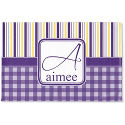 Purple Gingham & Stripe Woven Mat (Personalized)