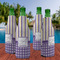 Purple Gingham & Stripe Zipper Bottle Cooler - Set of 4 - LIFESTYLE