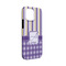 Purple Gingham & Stripe iPhone 13 Mini Tough Case - Angle