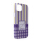 Purple Gingham & Stripe iPhone 14 Pro Case - Angle