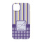 Purple Gingham & Stripe iPhone 14 Pro Case - Back