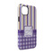 Purple Gingham & Stripe iPhone 14 Tough Case - Angle