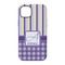 Purple Gingham & Stripe iPhone 14 Tough Case - Back