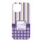 Purple Gingham & Stripe iPhone 15 Case - Back