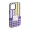 Purple Gingham & Stripe iPhone 15 Pro Tough Case - Angle