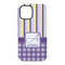 Purple Gingham & Stripe iPhone 15 Pro Tough Case - Back