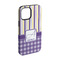 Purple Gingham & Stripe iPhone 15 Tough Case -  Angle