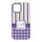 Purple Gingham & Stripe iPhone 15 Tough Case - Back