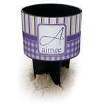 Purple Gingham & Stripe Black Beach Spiker Drink Holder (Personalized)