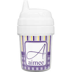 Purple Gingham & Stripe Baby Sippy Cup (Personalized)