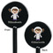 Astronaut, Aliens & Argyle Black Plastic 5.5" Stir Stick - Double Sided - Round - Front & Back