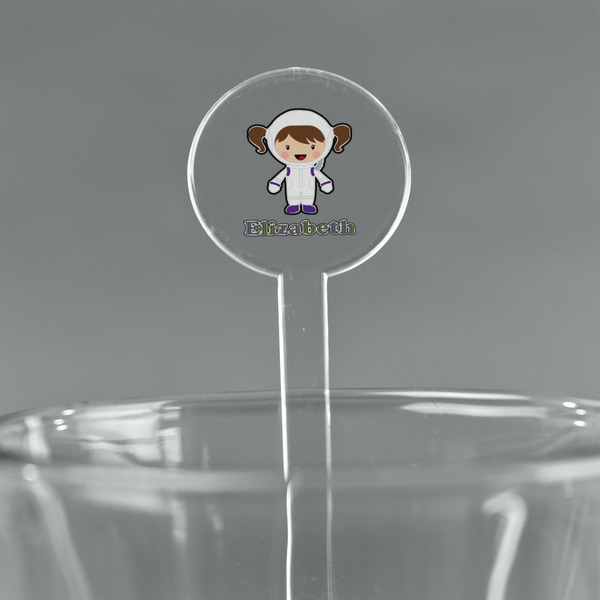 Custom Astronaut, Aliens & Argyle 7" Round Plastic Stir Sticks - Clear (Personalized)