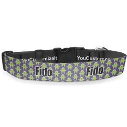 Astronaut, Aliens & Argyle Deluxe Dog Collar - Double Extra Large (20.5" to 35") (Personalized)