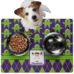 Astronaut, Aliens & Argyle Dog Food Mat - Medium w/ Name or Text