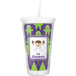 Astronaut, Aliens & Argyle Double Wall Tumbler with Straw (Personalized)