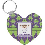 Astronaut, Aliens & Argyle Heart Plastic Keychain w/ Name or Text