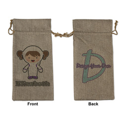 Astronaut, Aliens & Argyle Large Burlap Gift Bag - Front & Back (Personalized)