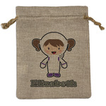 Astronaut, Aliens & Argyle Medium Burlap Gift Bag - Front (Personalized)