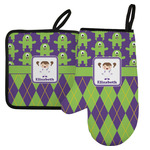 Astronaut, Aliens & Argyle Left Oven Mitt & Pot Holder Set w/ Name or Text