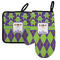 Astronaut, Aliens & Argyle Neoprene Oven Mitt and Pot Holder Set - Left