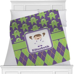 Astronaut, Aliens & Argyle Minky Blanket - Toddler / Throw - 60"x50" - Double Sided (Personalized)
