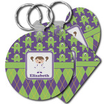 Astronaut, Aliens & Argyle Plastic Keychain (Personalized)