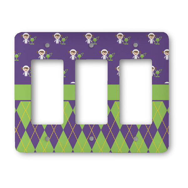 Custom Astronaut, Aliens & Argyle Rocker Style Light Switch Cover - Three Switch