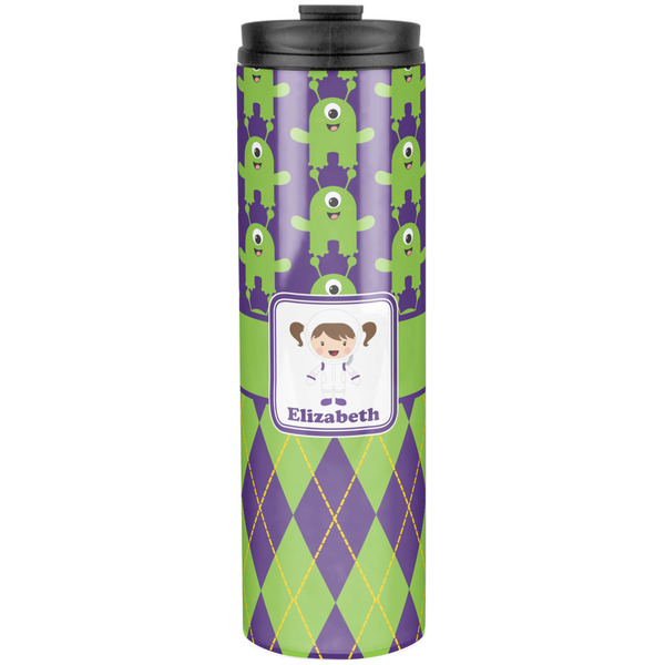 Custom Astronaut, Aliens & Argyle Stainless Steel Skinny Tumbler - 20 oz (Personalized)