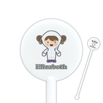 Astronaut, Aliens & Argyle 5.5" Round Plastic Stir Sticks - White - Single Sided (Personalized)