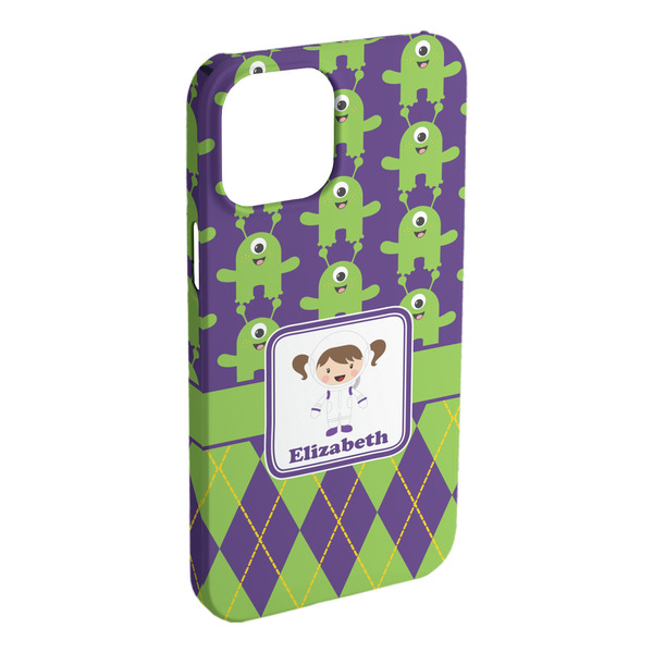 Custom Astronaut, Aliens & Argyle iPhone Case - Plastic - iPhone 15 Plus (Personalized)