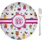 Girly Monsters Glass Appetizer / Dessert Plate 8" (Personalized)