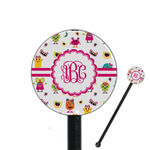 Girly Monsters 5.5" Round Plastic Stir Sticks - Black - Double Sided (Personalized)