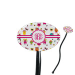 Girly Monsters 7" Oval Plastic Stir Sticks - Black - Double Sided (Personalized)