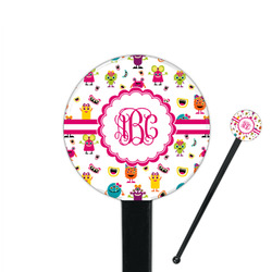 Girly Monsters 7" Round Plastic Stir Sticks - Black - Double Sided (Personalized)