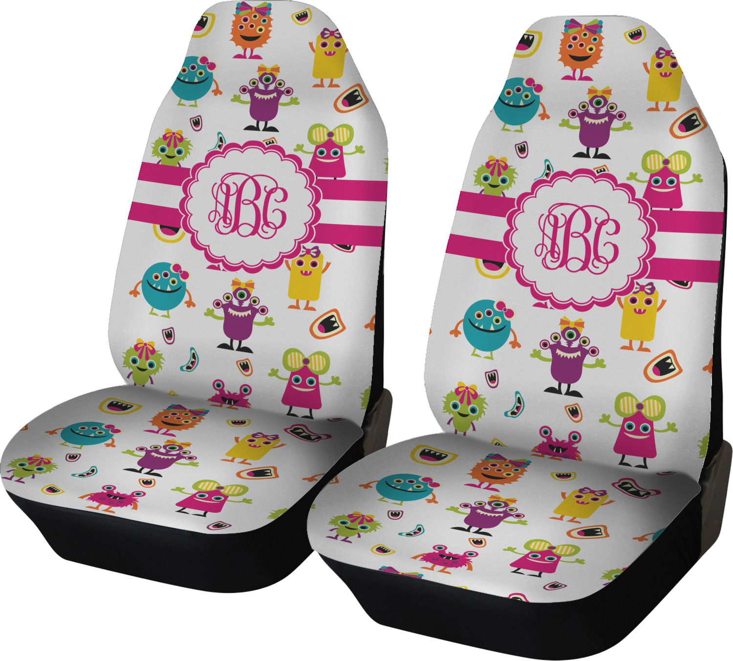 Girly Monsters Car Seat Covers Set Of Two Personalized