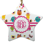 Girly Monsters Star Ceramic Ornament w/ Monogram