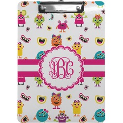 Girly Monsters Clipboard (Letter Size) (Personalized)