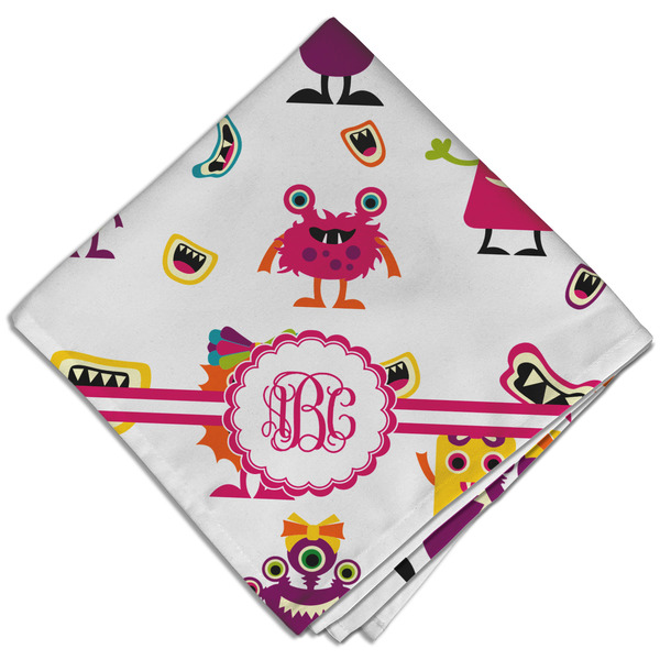 Custom Girly Monsters Cloth Dinner Napkin - Single w/ Monogram