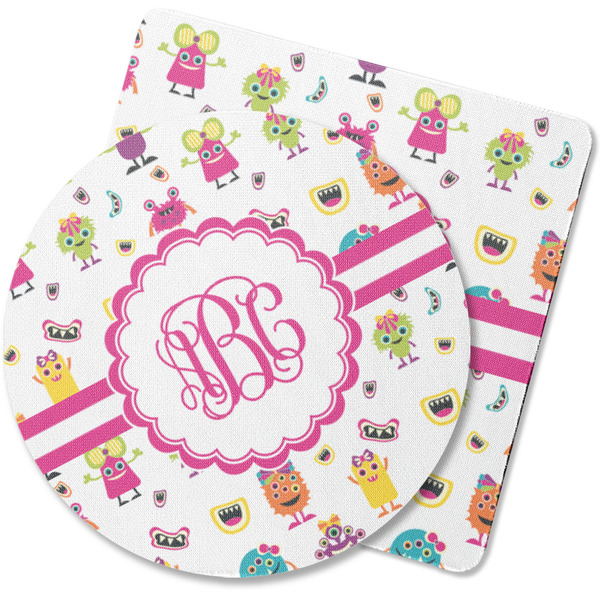 Custom Girly Monsters Rubber Backed Coaster (Personalized)