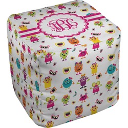 Girly Monsters Cube Pouf Ottoman - 18" (Personalized)