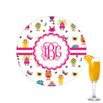 Girly Monsters Printed Drink Topper - 2.15" (Personalized)