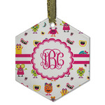 Girly Monsters Flat Glass Ornament - Hexagon w/ Monogram