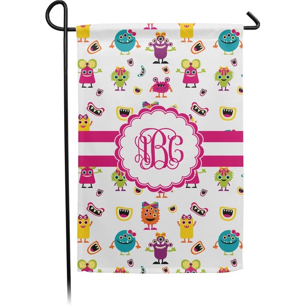 Custom Girly Monsters Small Garden Flag - Double Sided w/ Monograms