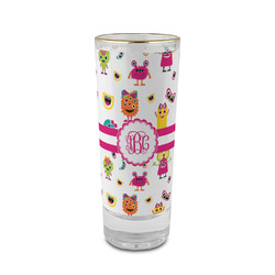 Girly Monsters 2 oz Shot Glass -  Glass with Gold Rim - Set of 4 (Personalized)